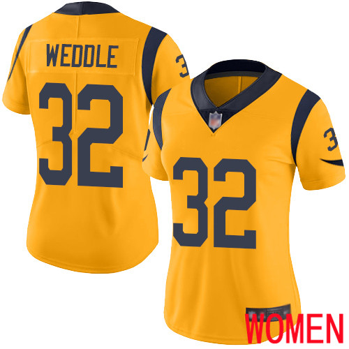 Los Angeles Rams Limited Gold Women Eric Weddle Jersey NFL Football #32 Rush Vapor Untouchable->los angeles rams->NFL Jersey